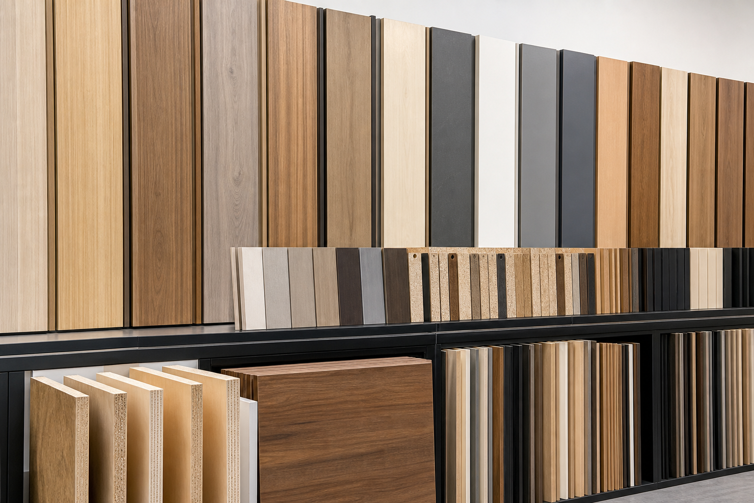 Decorative panels and wood board material samples